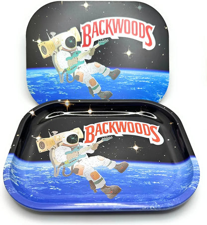 BACK WOODS Rolling Tray with Magnetic Lid - 7 inch x 5.5 inch Double Printed Rolling Tray with Printed Magnetic lid