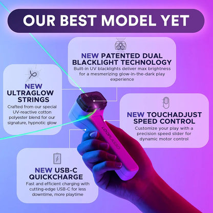 NANO Glow-in-the-Dark String Shooter Toy with Built-in UV Blacklight