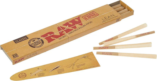RAW Classic Natural Unrefined Pre Rolled Cones - 20 Cones Per Pack - Lean Size (1 Pack), 20 Count (Pack of 1)