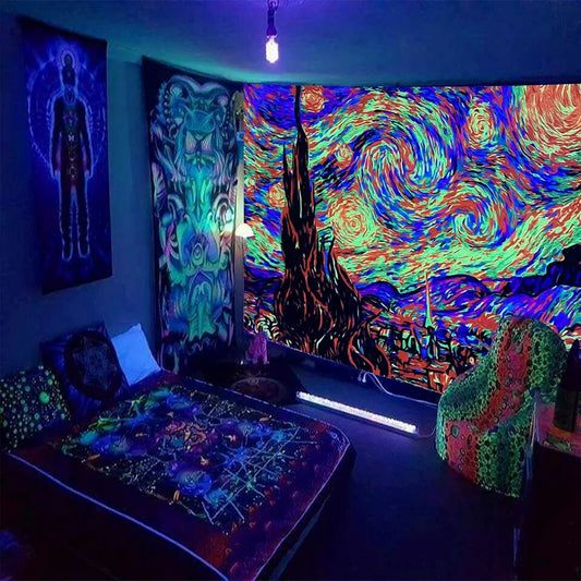 Van Gogh Cypreses Blacklight Tapestry Blacklight 59"x51"