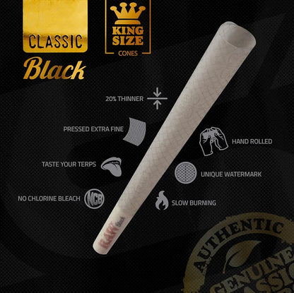 RAW Black Cones King Size - 100 Pack