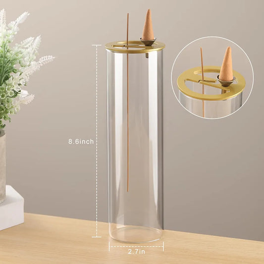 Incense Holder, 2 in 1 Incense Burner for Sticks, Ash-Proof Glass Incense Burner