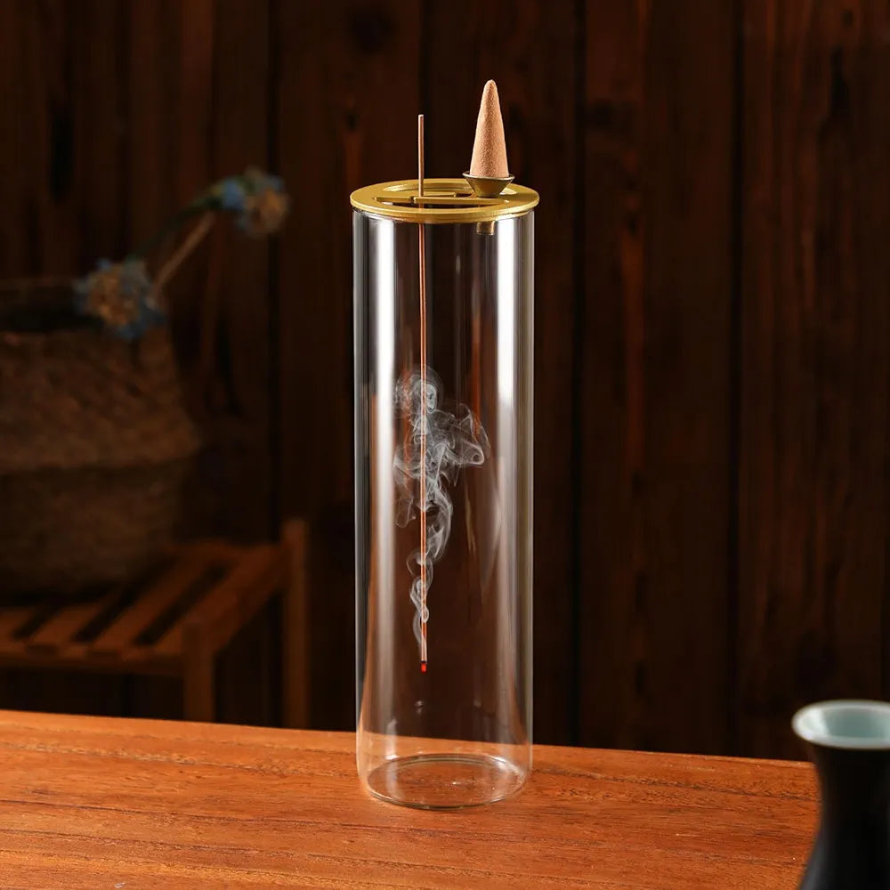 Incense Holder, 2 in 1 Incense Burner for Sticks, Ash-Proof Glass Incense Burner