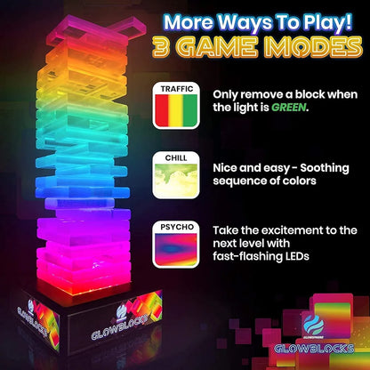 FIRST EVER LED Glow Blocks Stacking Game (Jenga)