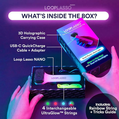 NANO Glow-in-the-Dark String Shooter Toy with Built-in UV Blacklight