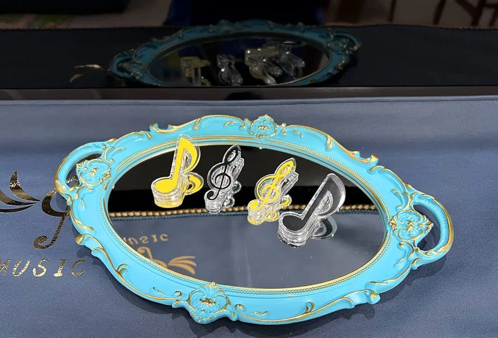 Schones Geschaft Decorative Mirror Tray (14.4”x 9.8”) (Blue - Oval)
