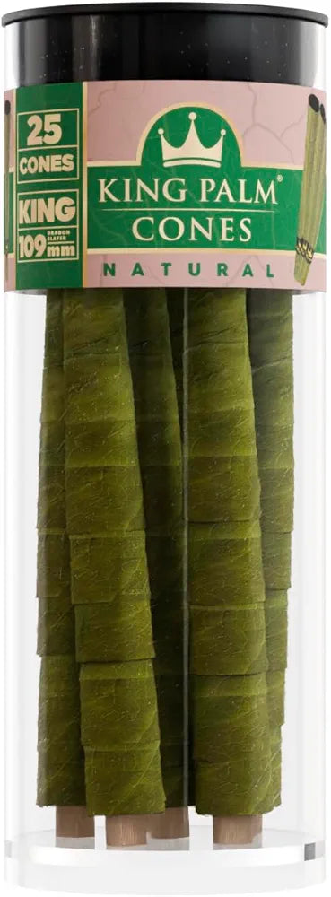 King Palm Pre Rolled Cones King Size - Natural Prerolled Paper with Tips and Bamboo Packing Sticks - Bulk Organic Pre Rolled Cone - (Natural, 25ct)