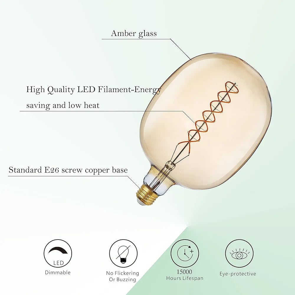 Oversized Vintage Giant LED Light Bulb Huge Edison Bulb- Dimmable, 8W 450LM (50W Equi), Warm White 2200K, Medium E26 Base