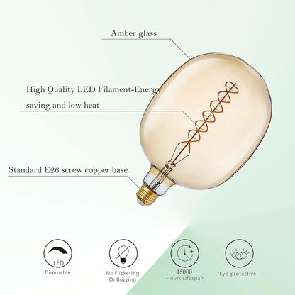 Oversized Vintage Giant LED Light Bulb Huge Edison Bulb- Dimmable, 8W 450LM (50W Equi), Warm White 2200K, Medium E26 Base