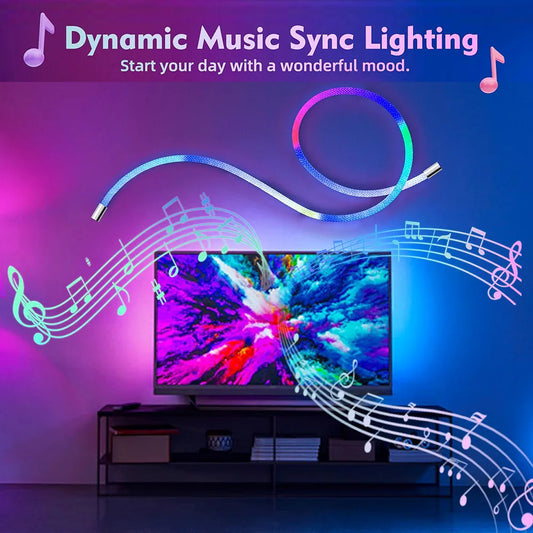 3 Meter Neon LED Rope Lights, 360° Luminous Waterproof Strip with Music Sync, Remote & APP Control, USB-Powered Flexible Lighting for Indoor/Outdoor Gaming Room, Bedroom, and Wall Decor