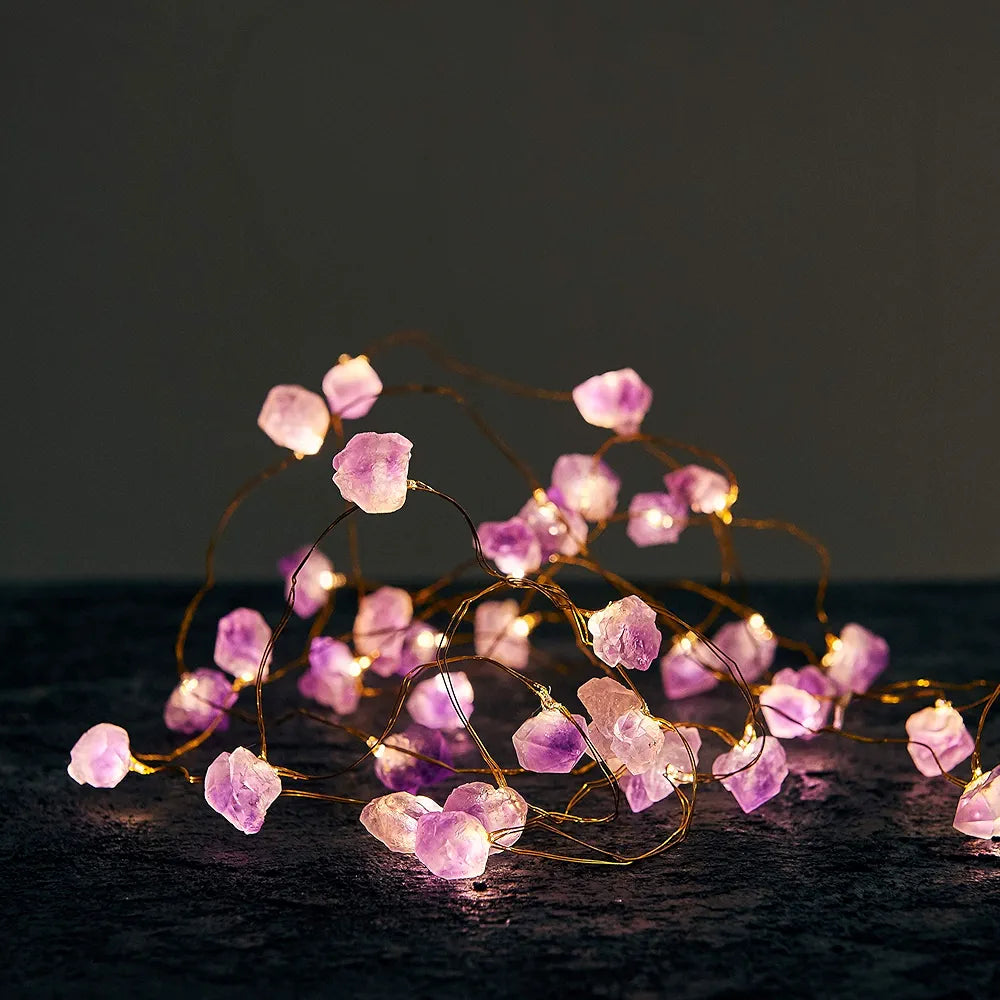 Amethyst Crystal String Lights 10 FT 20 LED