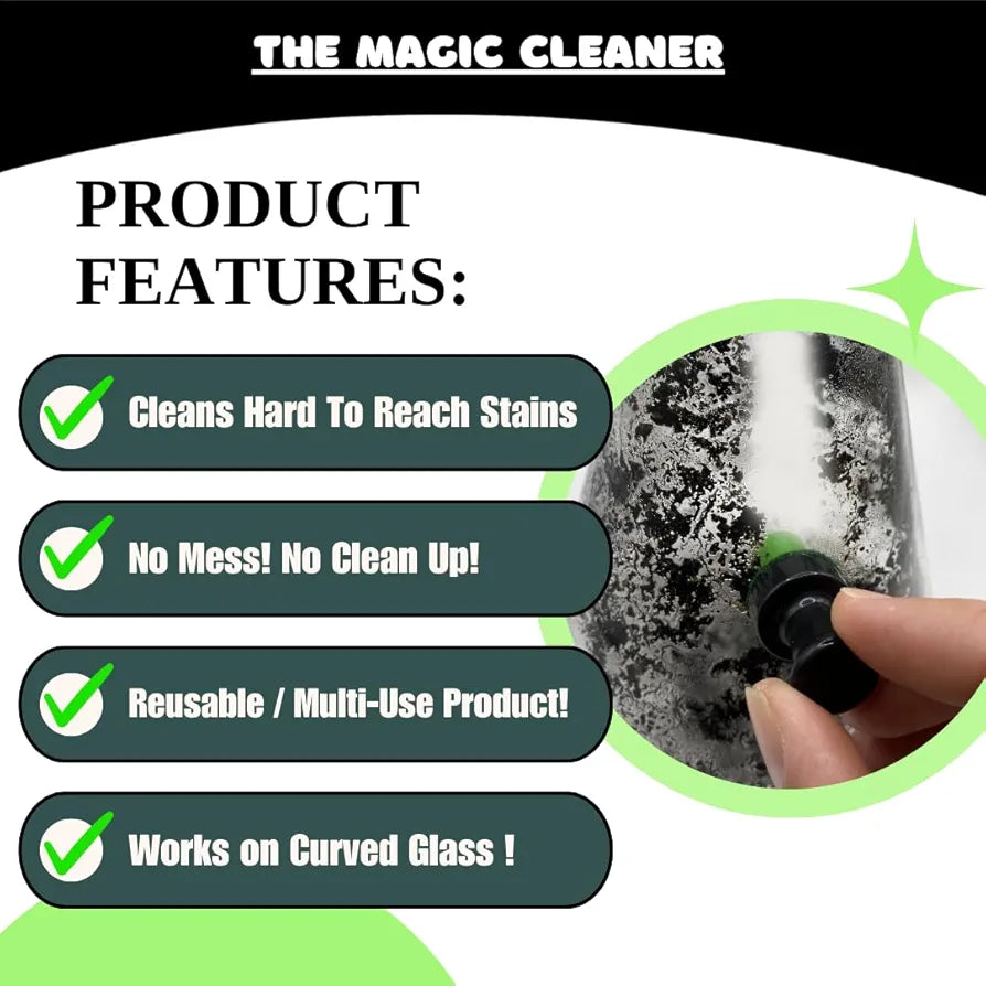 The Magic Cleaner Magnetic Glass Cleaner Kit |Mini, 12mm Size | For Water Pipes, Vases, Windows, Aquariums, Small, & all Shapes