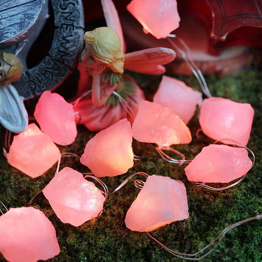 Rose Quartz Crystal Decorative String Lights 8.5 FT 20 LED Color Changing