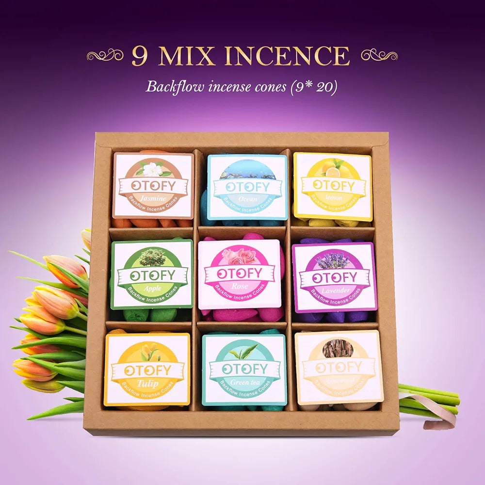 Backflow Incense Cones 180 Pcs of 100% Natural Handwork Scents
