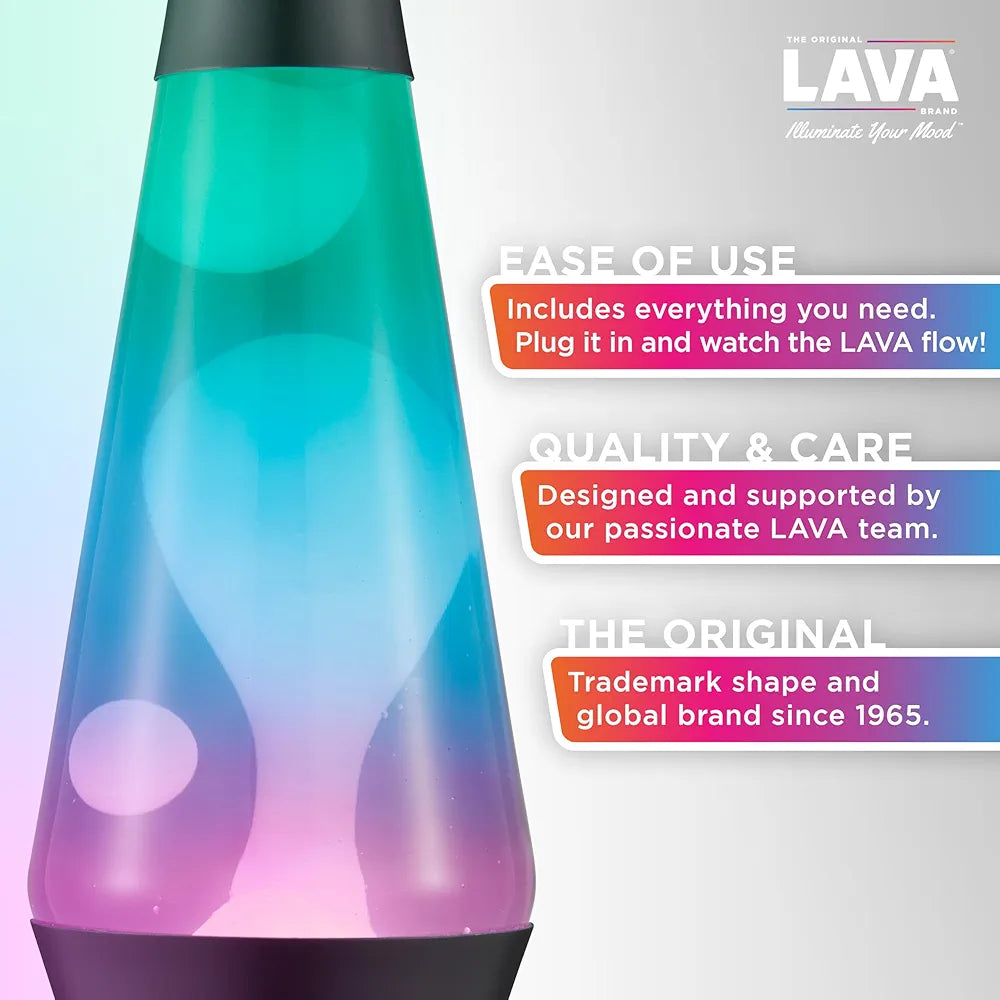 LAVA The Original Lamp - 14.5" Gunmetal Grey - Classic Liquid Motion Lamp - Tri-Colored Green/Blue/Purple