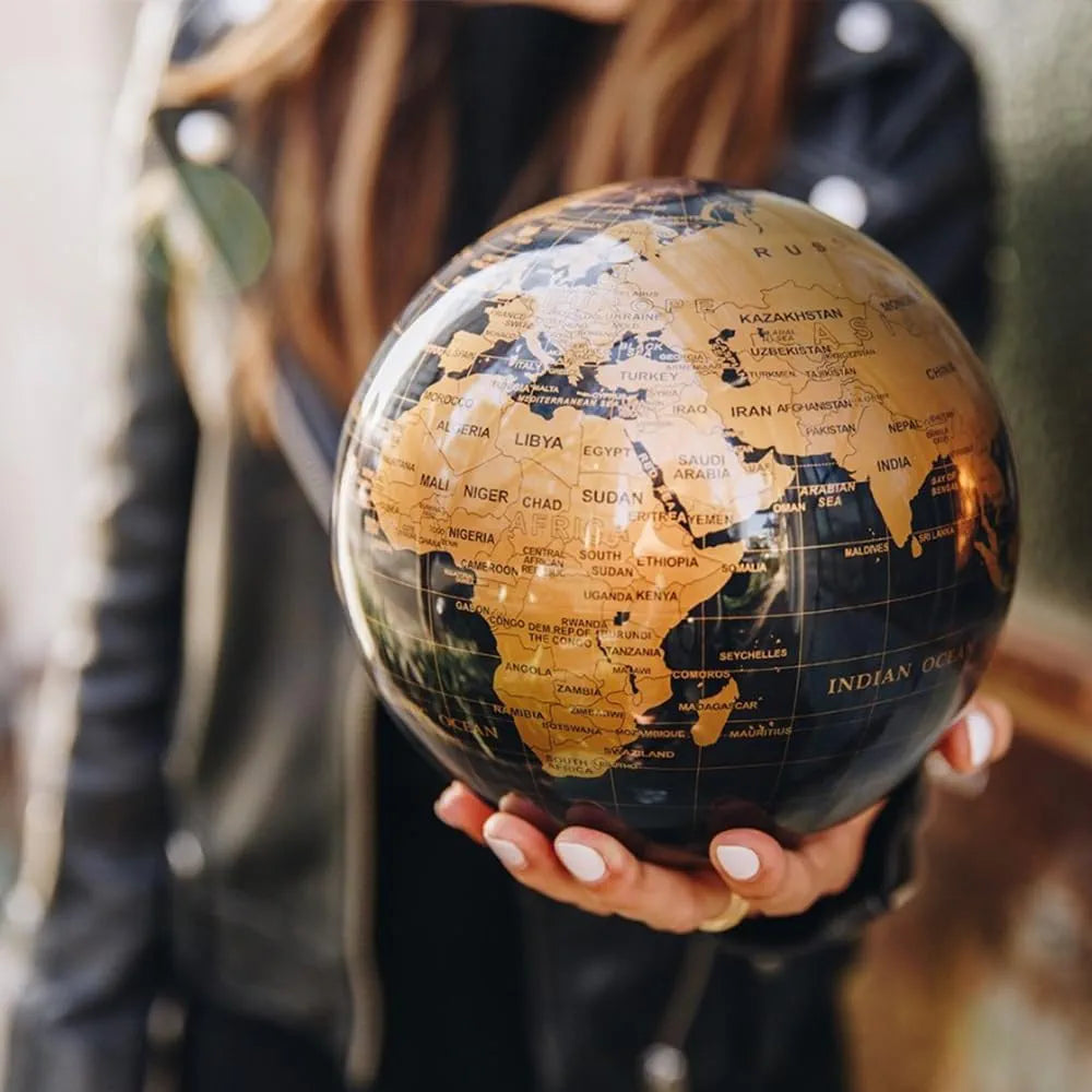 Self Moving MOVA Metallic Black and Gold Globe 6"