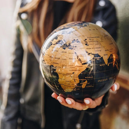 Self Moving MOVA Metallic Black and Gold Globe 6"