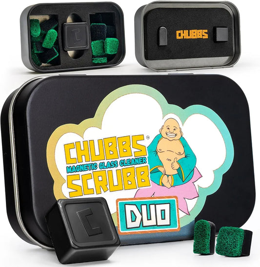 Chubbs Scrubb Duo Magnetic Glass Cleaner Kit - Mini Magnet Scrubber for Hard-to-Reach Stains on Glass, Ceramic & Metal