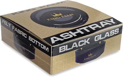 King Palm Round Glass Cigarette Ashtray - Black - Indoor/Outdoor