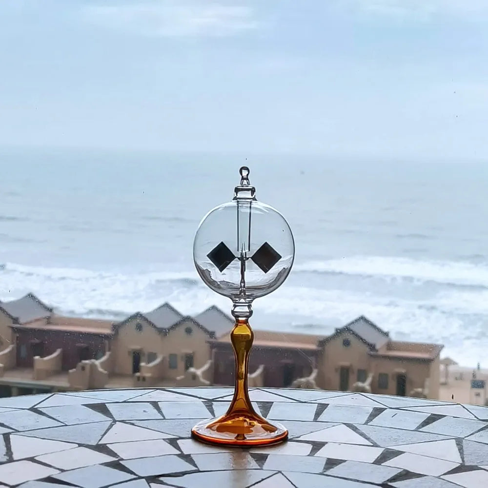 Medium Orange Solar Power Radiometer Crookes Spinning Vanes Glass Windmill