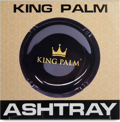 King Palm Round Glass Cigarette Ashtray - Black - Indoor/Outdoor