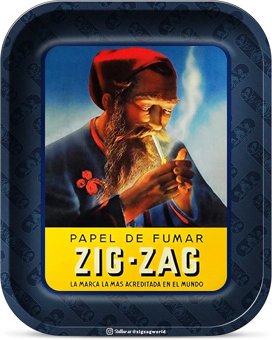 ZIG-ZAG Large Metal Rolling Tray - Vintage Blue - Elegant Design, Sleek Finish, Smooth Rounded Corners