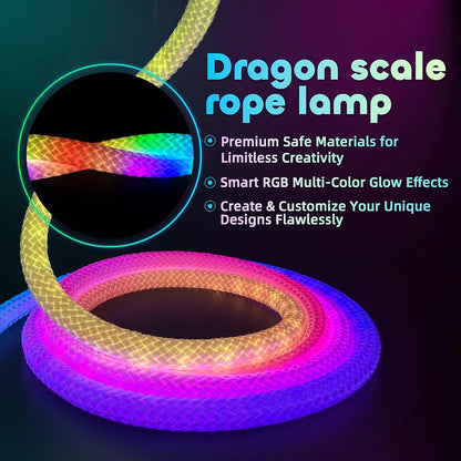 3 Meter Neon LED Rope Lights, 360° Luminous Waterproof Strip with Music Sync, Remote & APP Control, USB-Powered Flexible Lighting for Indoor/Outdoor Gaming Room, Bedroom, and Wall Decor