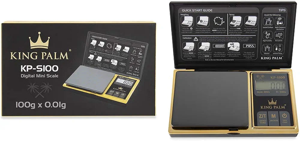 King Palm Mini Scale 100g X 0.01g - Digital - Black/Gold - Pocket travelers Meal Jewelry Food Kitchen Travel Gram Scale