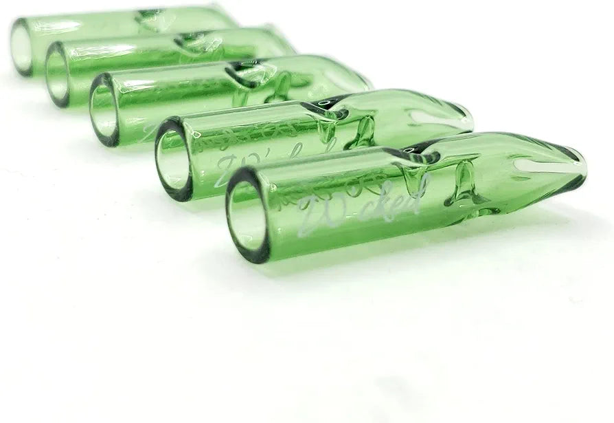 5PCS Reusable W'cked Glass Filter Tips for Pre Rolled Rolling Paper Cones Green