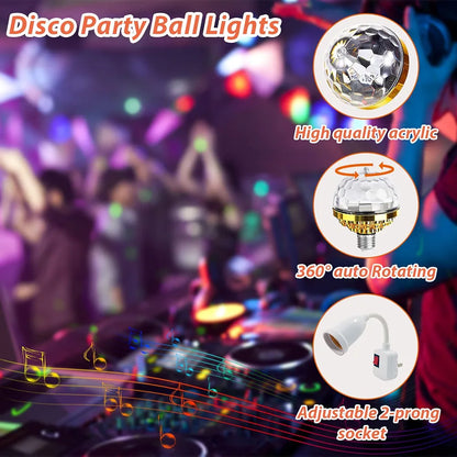4 Pack Colorful Magic Rotating Ball Light, LED Plug in Disco Ball Light