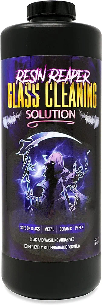 Resin Reaper Glass Cleaner 32 OZ | Pipe Cleaner | Safe on Glass, Metal, Ceramic, and Pyrex | 420 710 Friendly Cleaning | Soak and Wash - No Abrasives - Eco-Friendly, Biodegradable Formula