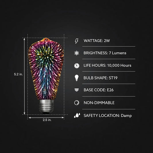 3D Fireworks LED Light Bulb