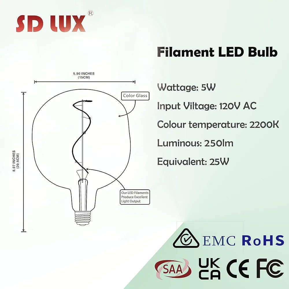 Oversized Vintage LED Light Bulbs 5W