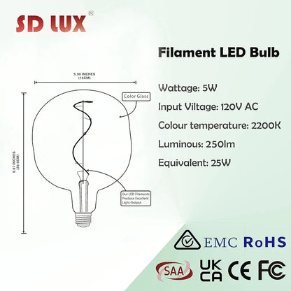 Oversized Vintage LED Light Bulbs 5W
