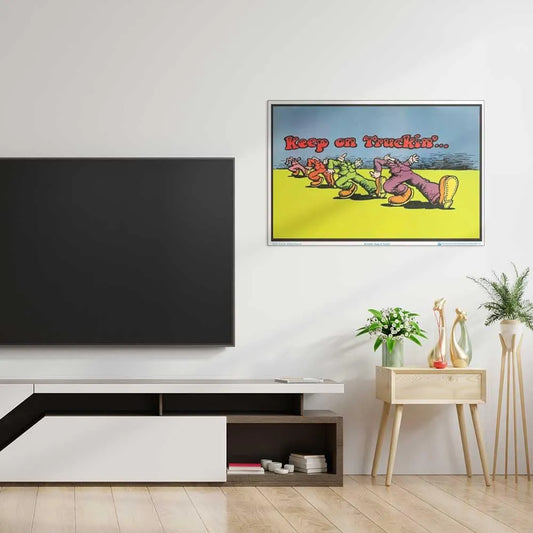 Keep on Truckin (by R. Crumb) Blacklight Poster - Authentic Blacklight-Reactive Flocked Material - 35" x 23"