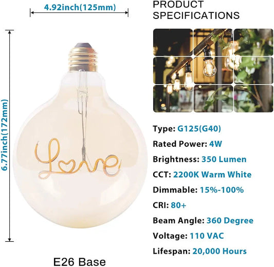 LOVE 4W Amber LED Decorative Globe Light