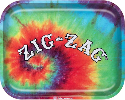 ZIG-ZAG Tye Dye Rolling Tray - Large Metal Tray with Elegant Design, Sleek Finish, and Smooth Rounded Corners