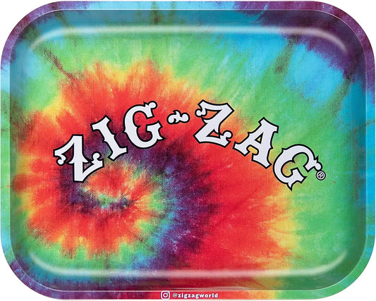 ZIG-ZAG Tye Dye Rolling Tray - Large Metal Tray with Elegant Design, Sleek Finish, and Smooth Rounded Corners