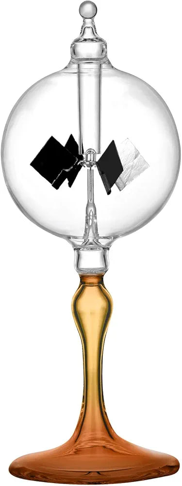 Medium Orange Solar Power Radiometer Crookes Spinning Vanes Glass Windmill