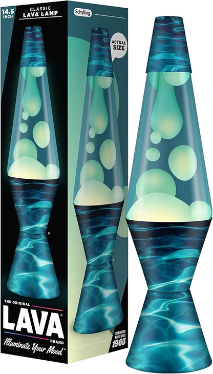 LAVA The Original Lamp - 14.5" Night Swim - Classic Liquid Motion Lamp - White Wax and Blue Liquid