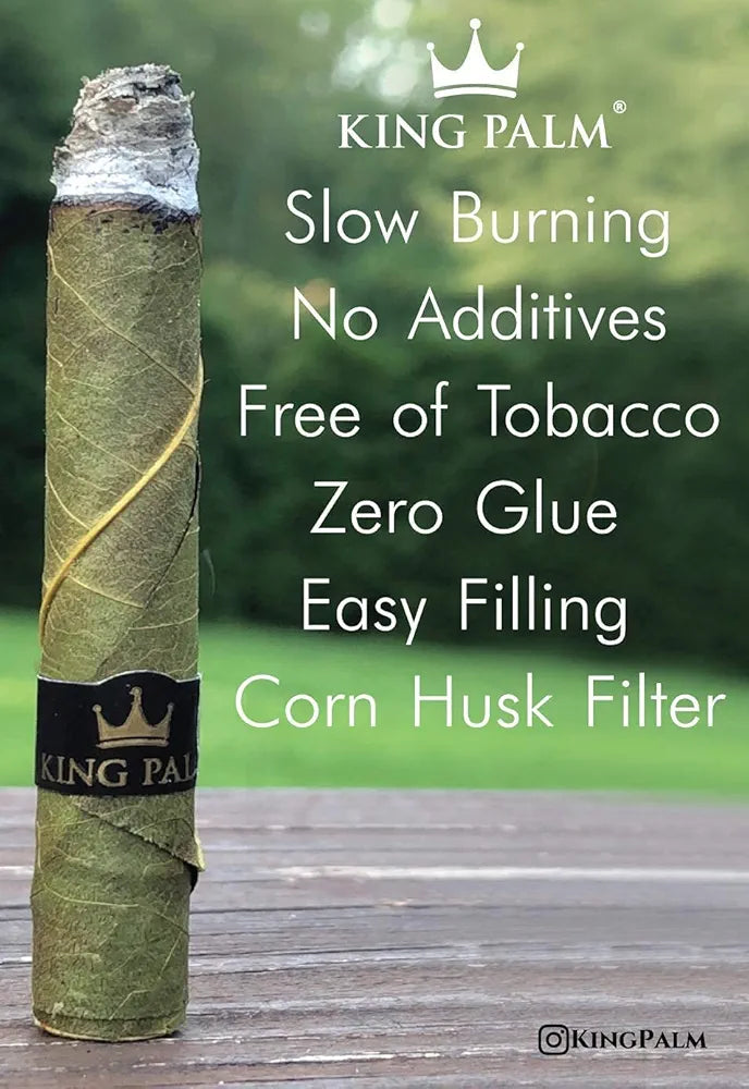 King Palm Slim Size Natural Pre Wrap Palm Leafs (1 Pack of 25, 25 Rolls Total)