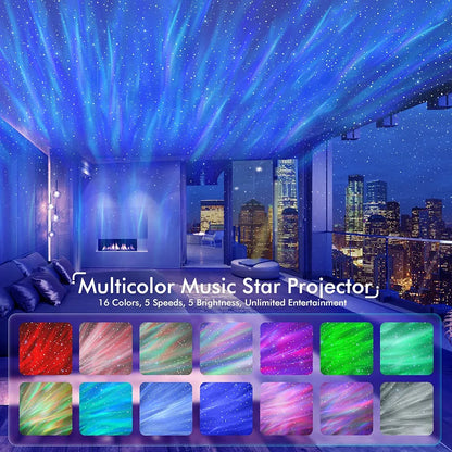 Star Projector, Galaxy Projector for Bedroom, LED Night Light Aurora Projector with Bluetooth Speaker, White Noise, Timer and Remote, Room Decor