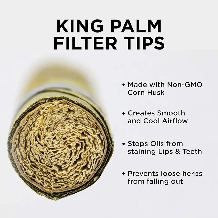 King Palm Slim Size Natural Pre Wrap Palm Leafs (1 Pack of 25, 25 Rolls Total)