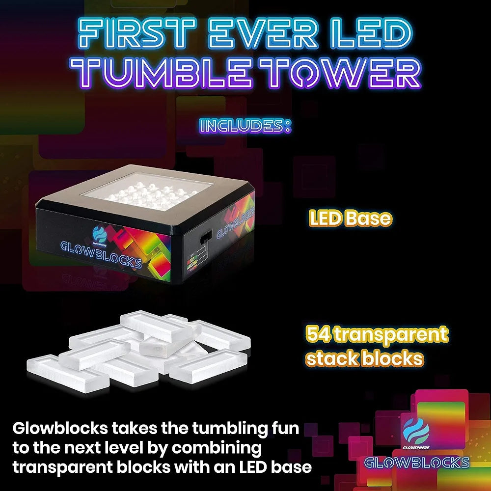 FIRST EVER LED Glow Blocks Stacking Game (Jenga)