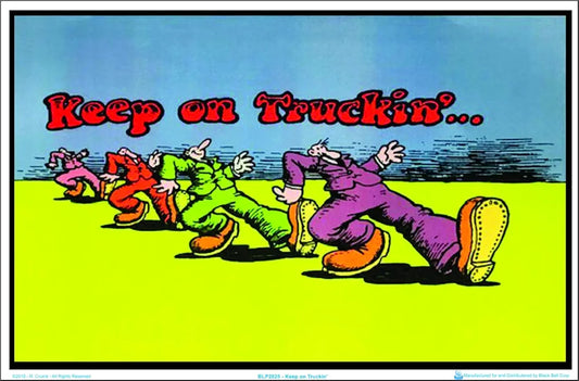 Keep on Truckin (by R. Crumb) Blacklight Poster - Authentic Blacklight-Reactive Flocked Material - 35" x 23"