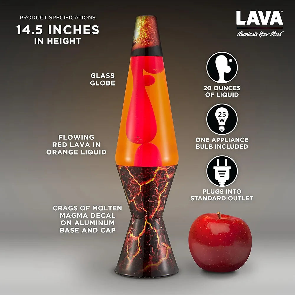 Lava® Lamp - 14.5" Volcanic Crags - The Original Motion Light - Red Wax and Orange Liquid
