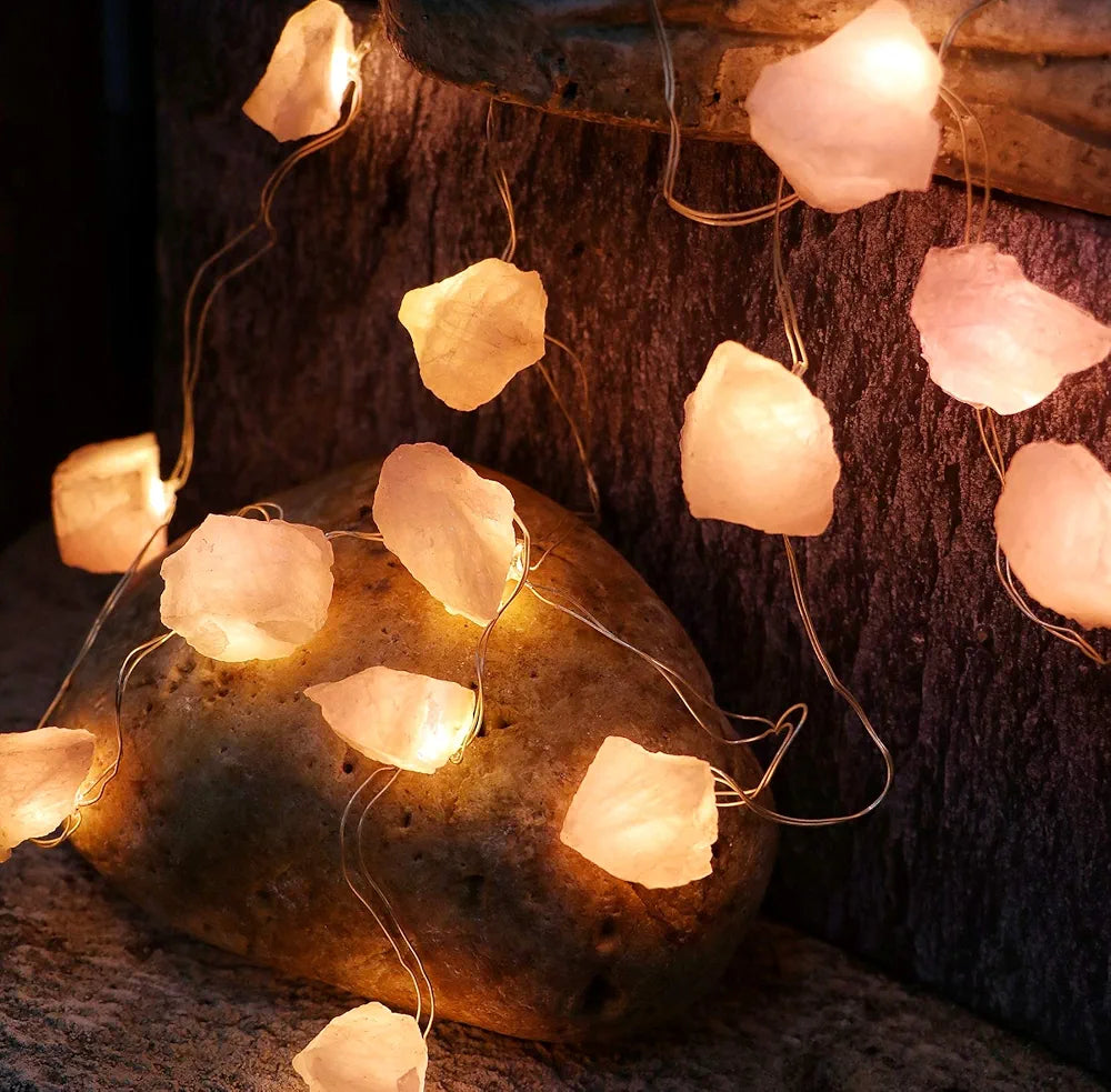 Rose Quartz Crystal Decorative String Lights 8.5 FT 20 LED Color Changing