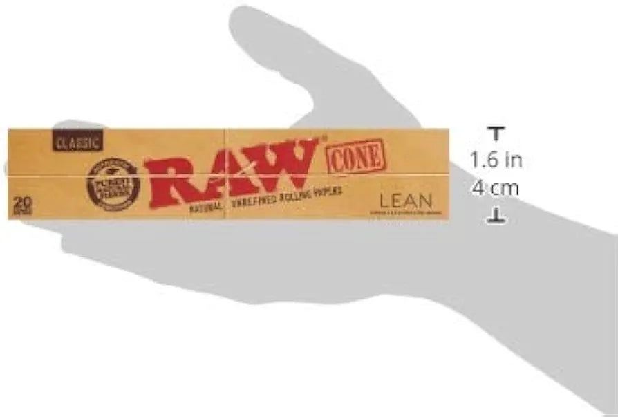 RAW Classic Natural Unrefined Pre Rolled Cones - 20 Cones Per Pack - Lean Size (1 Pack), 20 Count (Pack of 1)