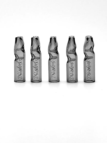 5PCS Reusable W'cked Glass Filter Tips for Pre Rolled Rolling Paper Cones Black