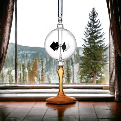 Medium Orange Solar Power Radiometer Crookes Spinning Vanes Glass Windmill